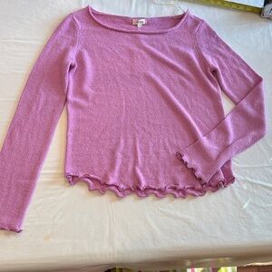 Lilac Long Sleeve Lettuce-Hem Knit Top - Women